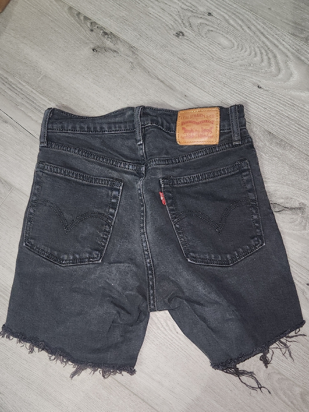 Levi's Black Frayed Hem Denim Shorts